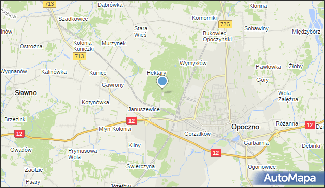 mapa Januszewice Gajówka, Januszewice Gajówka na mapie Targeo